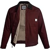 Bass Creek Outfitters Mens Trucker Jacket - Lightweight Heavy Duty Canvas Sherpa Lined Jacket Men Workwear with Chest Pockets