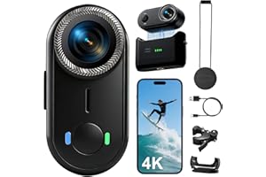 3T6B 4K Action Camera with Charging Case, Mini Thumb Body Camera, Portable POV Camera, Magnetic Mount, 145° Lens & EIS, IPX8 