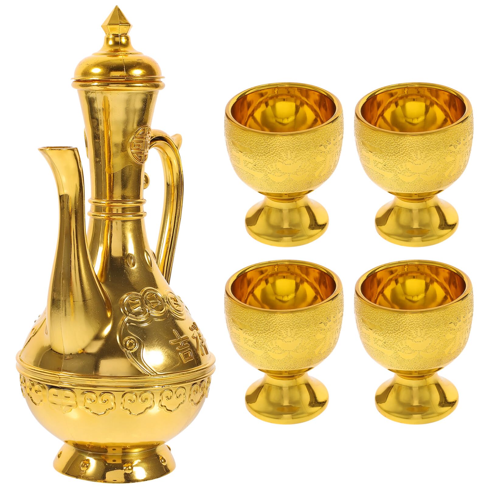 Gadpiparty 1 Set of Turkish Coffee Pot Set Vintage Wine Glasses Jug Tea Pot Golden Wine Decanter and Glasses Altar Cups Set Holy Water Offering Cup