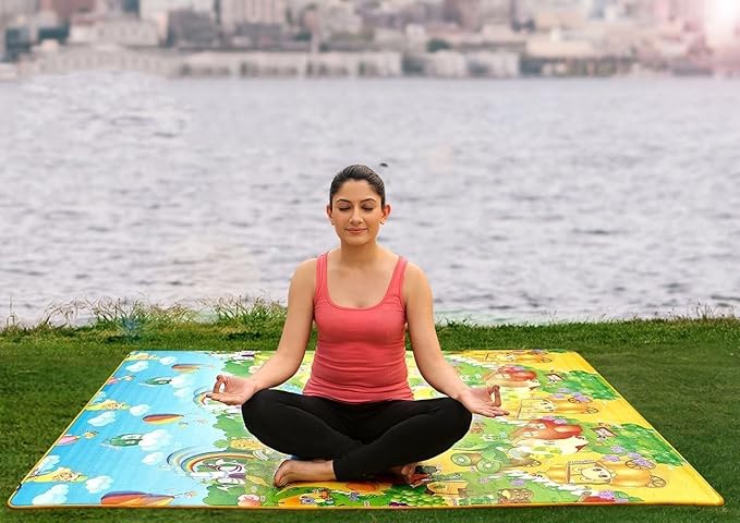 Techsun Double-Side 100% Water Resistant Baby Crawl Mat (Color & Design May Vary) Large Size - 120 X 180 cm