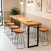 ZWCQSYS 39.37in Bar Table,Solid Wood Narrow Counter Height Table, Industrial Kitchen Dining Table, for Coffee Shop, Living Room, Party Room, Small Space, Pub (39.37 * 17.71 * 41.3in)