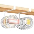 Amawarm 2 Pack Tumbler Lid Organizer, Under Cabinet Cup Lid Holder for Yeti Insulated Mug/Stanley Insulated Mug/Simple Modern Insulated Mug Lid, No Gluing, No Drilling, Up to 10 Lids (White)