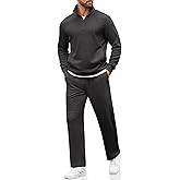 COOFANDY Men's Sweatsuits 2 Piece Set Quarter Zip Pullover with Wide Leg Sweatpants Matching Tracksuit