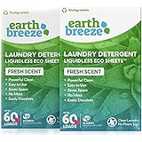 Earth Breeze - Laundry Detergent Sheets, Liquidless Technology - Fresh Scent (120 Loads) - Same Clean, No Mess - No Plastic J