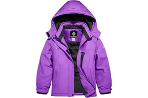 GEMYSE Girl's Waterproof Ski Snow Jacket Hooded Fleece Lined Windproof Winter Jacket