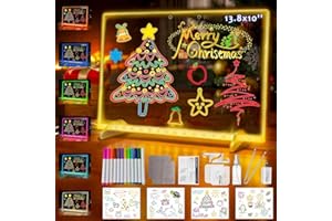 LED Note Board with 7 Colors, 13.8"x10" LED Drawing Board for Kids, Lumiboard Light Up Dry Erase Board with 12 Markers, Adapt