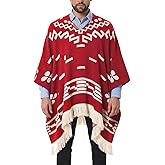 JXVX Western Cowboy Poncho Serape Authentic Mexican Hippie Alpaca Wool Poncho Halloween Western Theme Party Costume