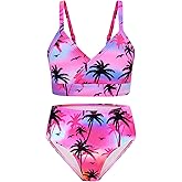 Sylfairy Girls Swimsuits 2 Piece Bikini Set Adjustable Shoulder Straps Swim Suit Kids Bikini