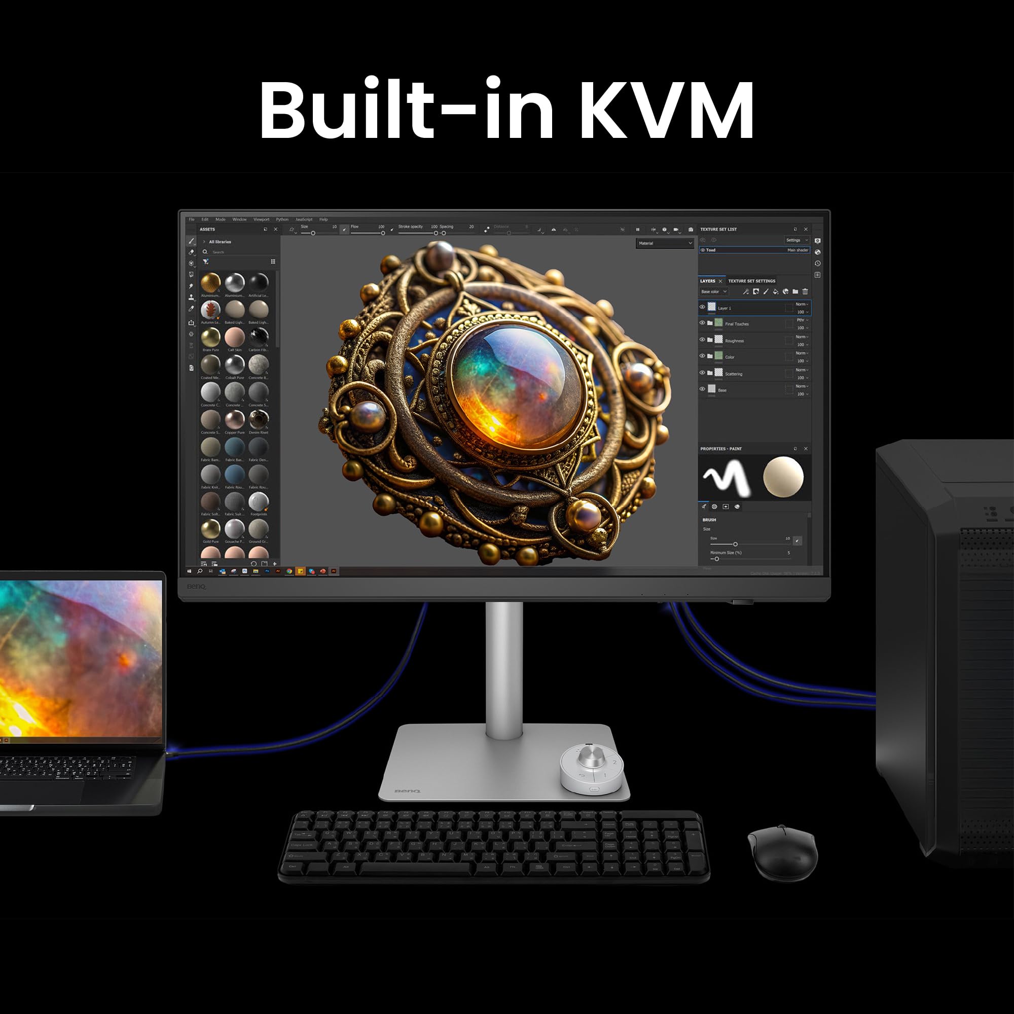 BenQ PD2730S 27Zoll 5K-Monitor, 90W Thunderbolt 4, 218 PPI, 98% P3, 2000:1 Kontrast, Nano Matte Panel, Daisy Chain, KVM, höhenverstellbar, Mac-kompatibel, für 3D-Artists, VFX-Animatoren, Game Designer 8