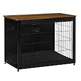 DWANTON Dog Crate Furniture with Cushion, Wooden