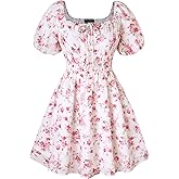 Scarlet Darkness Women's Off The Shoulder Summer Dress Floral Puff Sleeve Renaissance Dresses