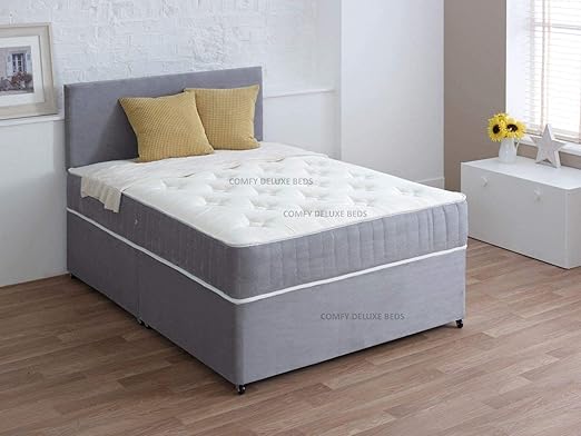 Suede Divan 3ft Bed Set With Mattress Headboard Storage