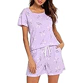 ENJOYNIGHT Womens Pajama Shorts Sets Cotton Pjs Summer Cute Sleepwear with Pockets