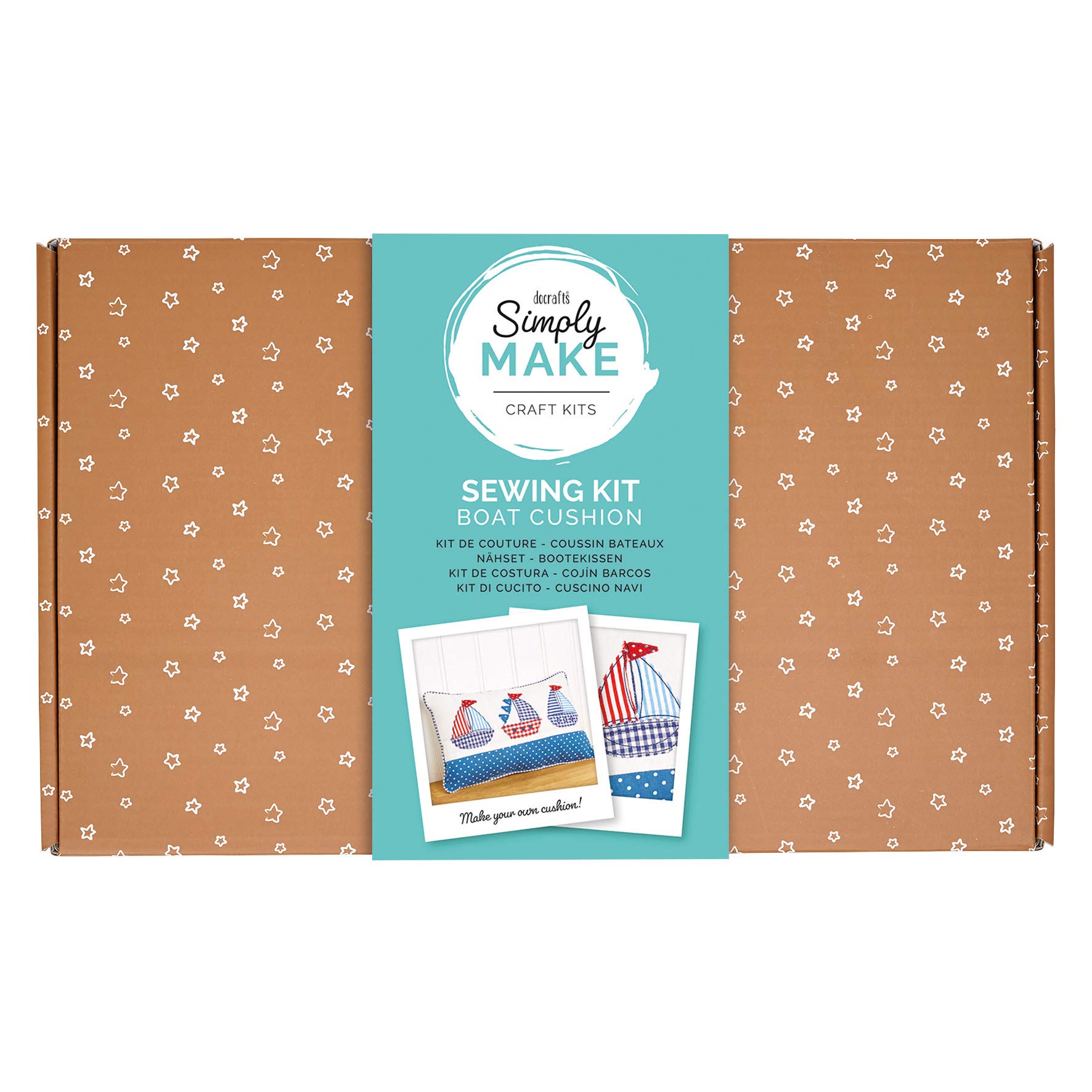 Simply Make Cushion Kit - Boats Stitch Pillow Cover Tapestry Craft Making Kit, Embroidery Sewing Kit Ideal For Adults And Older Children Kids, Add Cushion To Sofa Decor At Home Or Kitchen Chair