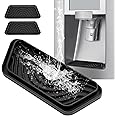 Refrigerator Drip Catcher, Refrigerator Drip Tray For Water Tray,Fridge Water Dispenser Drip Tray Prevents Water Splashes,Non-slip Silicone Dispenser Drip Collector for Ge Samsung -2 PCS Black