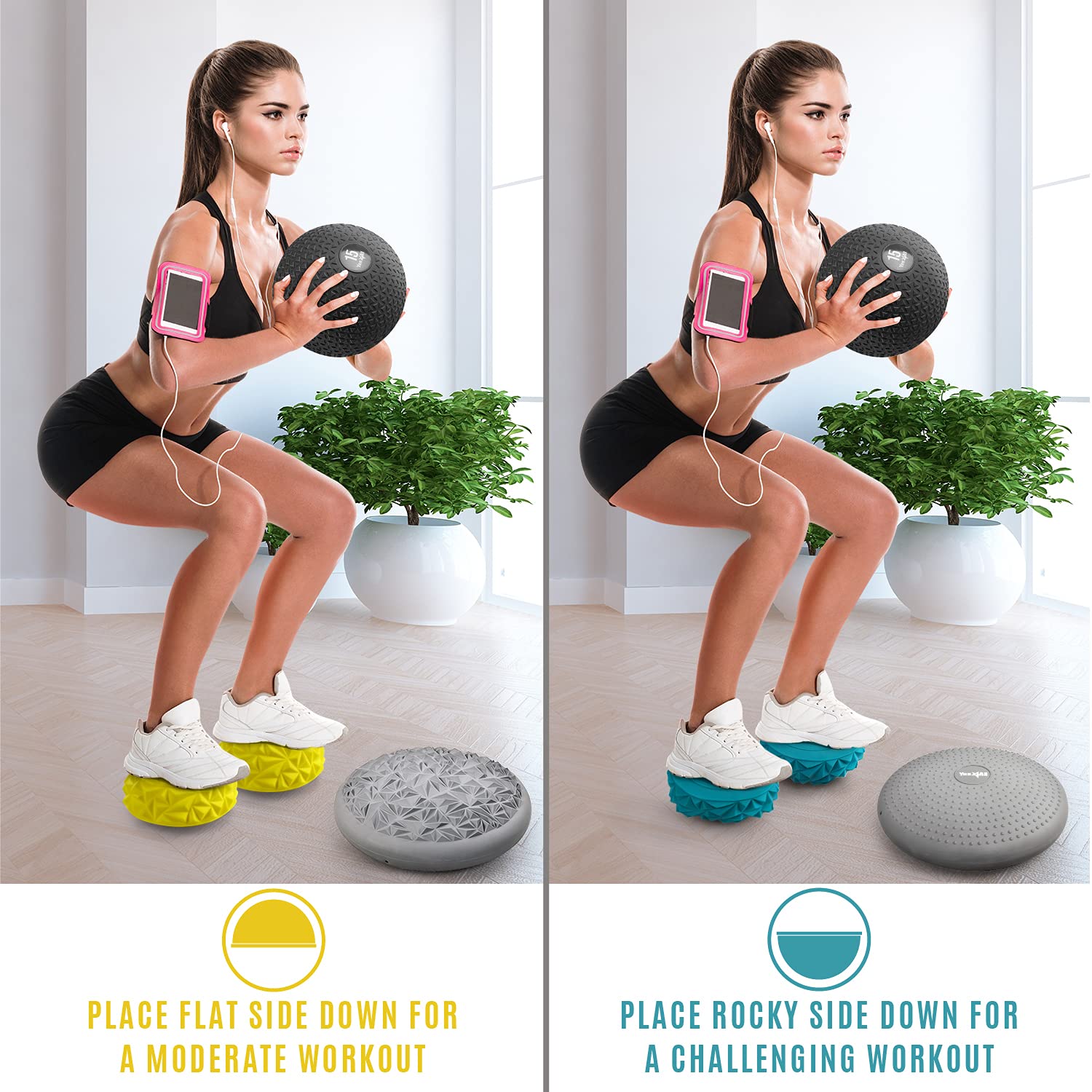 Yes4All Hedgehog Balance Pods for Exercise, Core Body Balancing, Balance Pods for Kids & Adults with Hand Pump - Set of 6