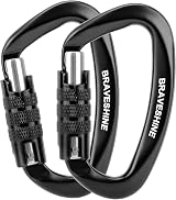 2 Pack Carabiner Clip 12KN Auto Lock Twist Lock D Shape Heavy Duty