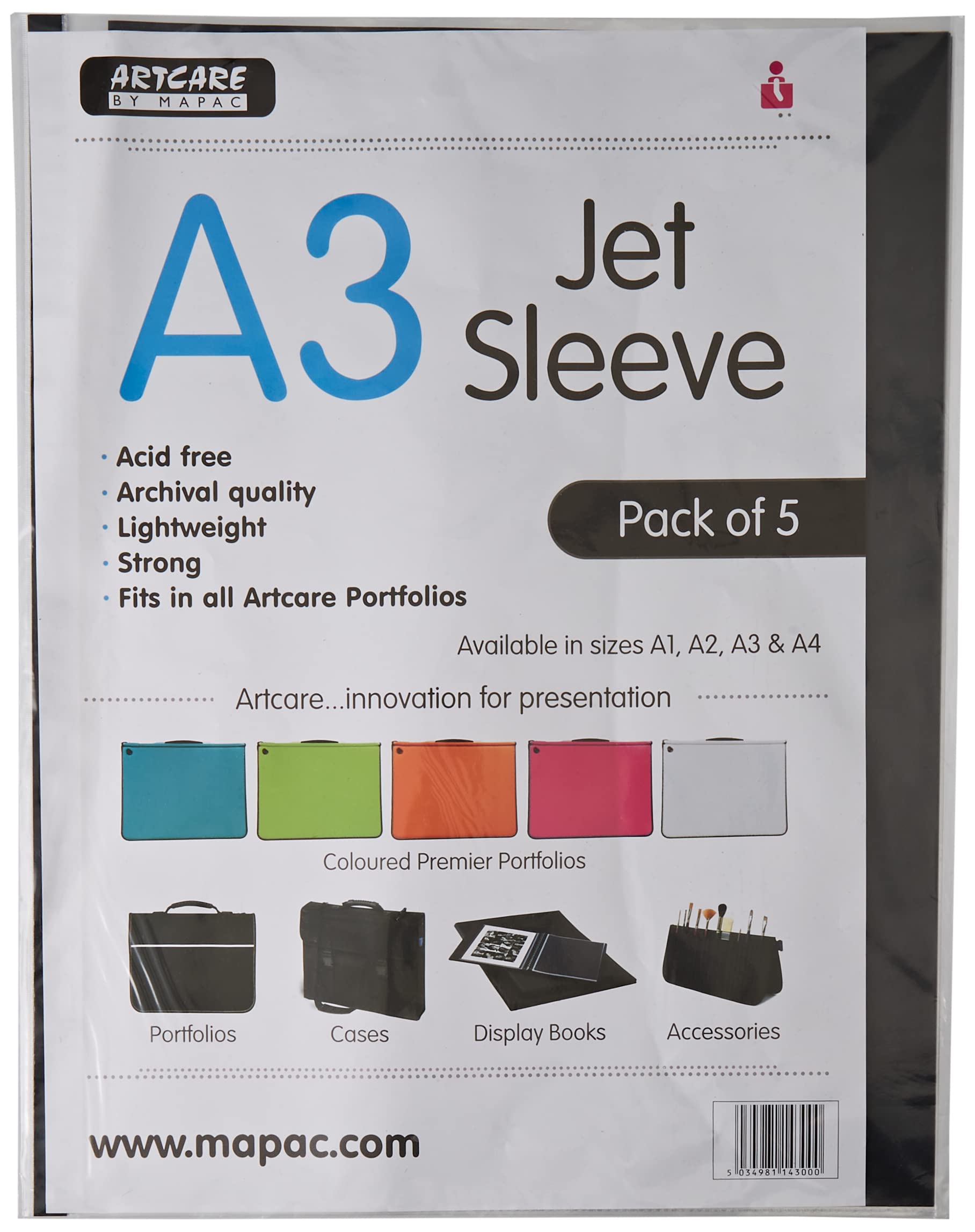 Artcare 15404001 A3 Jet Sleeve (PK 5), Synthetic Material, 46x0.1x35.5 cm