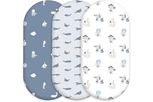 Civarua Kids Baby Bassinet Sheets - 3 Pack Safe Cradle Sheets Universal for Hourglass, Blue (32" x 16")