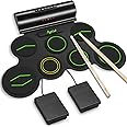 POGOLAB Electronic Drum Set, 7 Pads Roll Up Electric Drum Pad with Wireless Function, Portable Rechargeable Midi Drum Kit with Speaker/Pedals/Headphone Jack, Great Holiday Gift for Beginner (Green)
