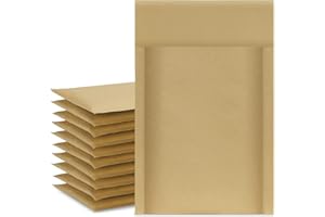 UCGOU Natural Kraft Bubble Mailers 4x8 Inch 50 Pack Brown Padded Envelopes #000 Small Business Mailing Packages Self Sealing Tear Resistant Boutique Bulk Shipping Bags for Jewelry Makeup Supplies