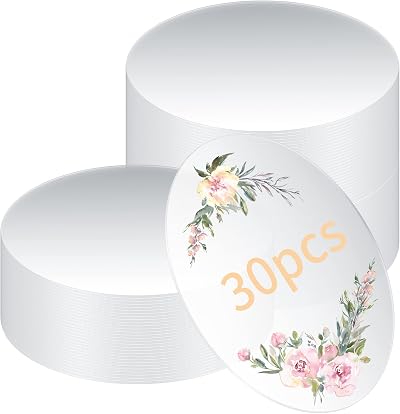 ZHENGYYUU Clear Acrylic Sheets 30 Pcs 4 Inch Circles 10cm 1mm Thick Discs