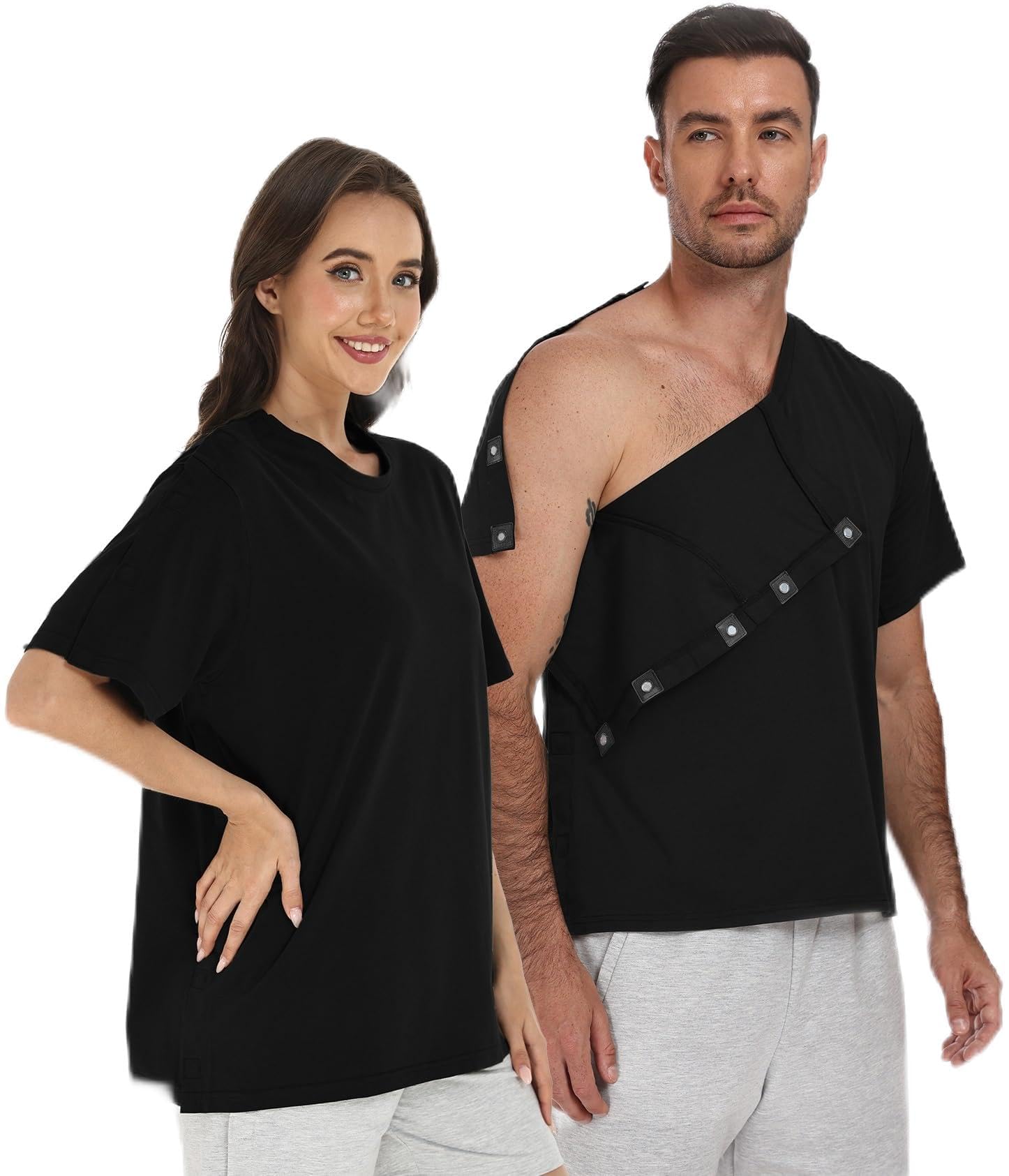 Photo 1 of Recorah Post Surgery Shirt for Men Women - Adaptive Tear Away Clothing with Magnetic Closures for Easy One-Handed Dressing - Shoulder, Mastectomy & Dialysis Recovery Wear