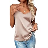 Zeagoo Women's Silk Satin Tank Tops 2026 V Neck Adjustable Spaghetti Strap Sleeveless Camisole Summer Basic Blouse