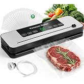 VACLER Vacuum Sealer Machine for Food, Automatic Compact with Bag Cutter | 6-in-1 Smart Modes (Rice, Wet, Dry) for Versatile Food Sealing. Includes 20 Bags &amp; Vacuum Hose for Fresh Meals, Storage, Prep