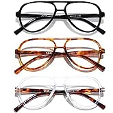 DOOViC 3 Pack Retro Aviator Reading Glasses for Women Men Lightweight Blue Light Blocking Computer Readers