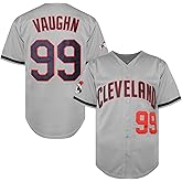 TKJPYWYH Men's Ricky Vaughn 99 Movie Baseball Jersey,90s Hip Hop Clothing Stitched Sports Fan Shirt Jersey Navy Grey White