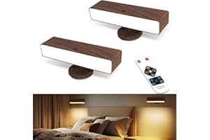 Magnetic Wall Sconces Battery Operated Set of 2 - Wireless Rechargeable Wall Lights with Remote, 360° Rotation Cordless Scone