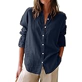 siliteelon Button Down Shirts for Women Oxford Shirt Cotton Dress Shirts Collared Long Sleeve Wrinkle Free Blouse Tops