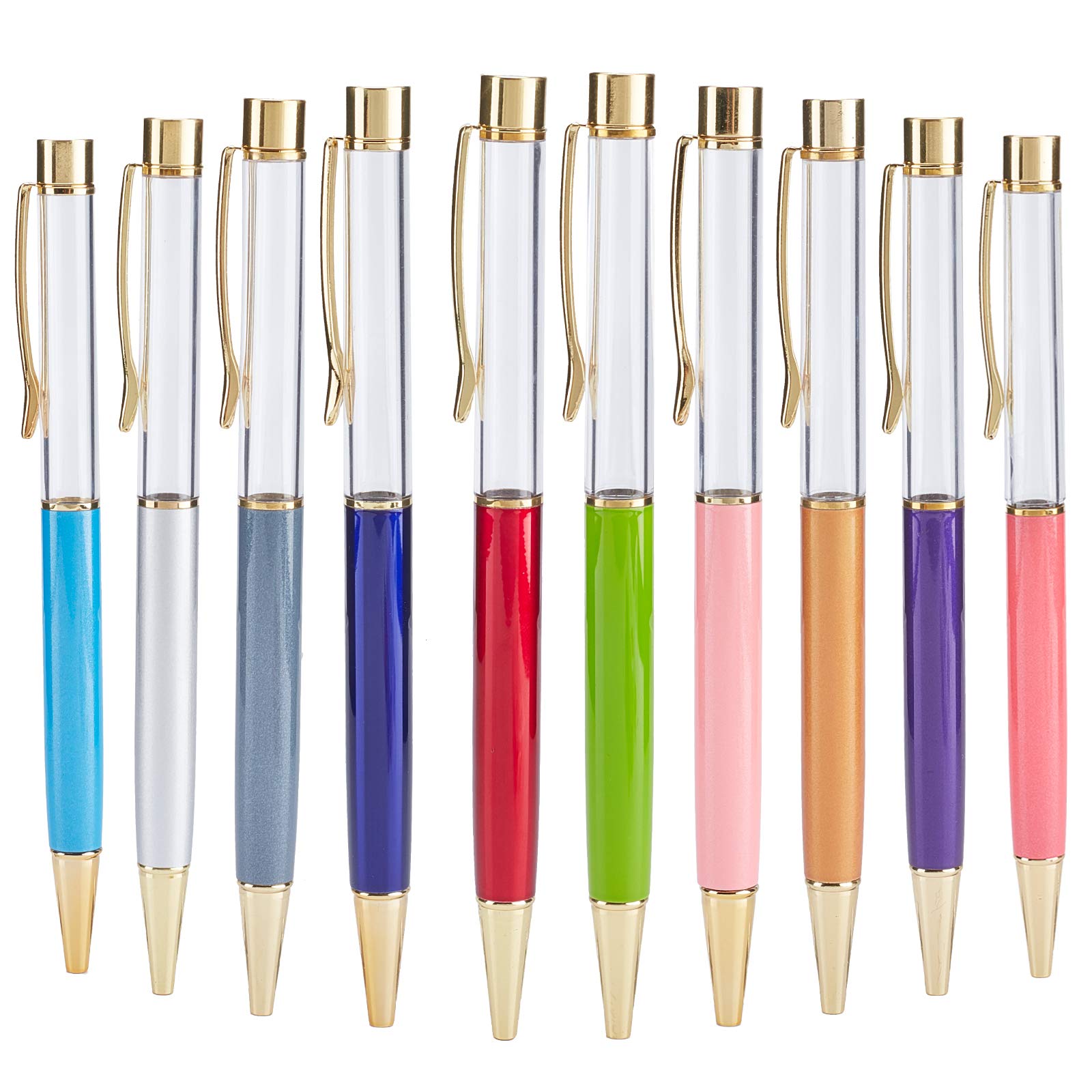 GORGECRAFT 10 Pcs/set Empty Tube Pens Creative Empty Ballpoint Pen Golden Cap for DIY Glitter Epoxy Resin Crystal Ballpoint Pen Herbarium Pen Making, 10 Colors