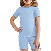 Arshiner Girls Pajamas Cute Lettuce Loungewear Snug Fit Pjs Set Kid Summer Sleepwear