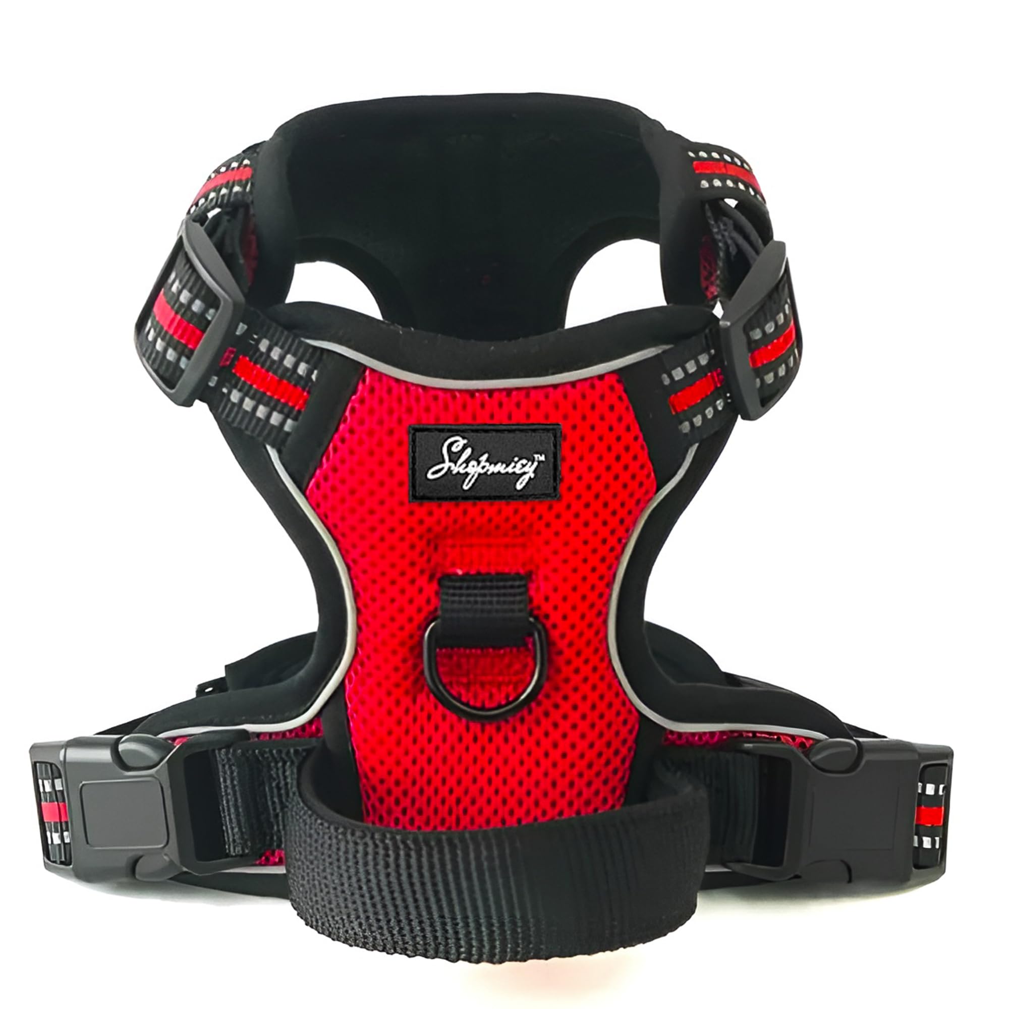 ShopMiey Dog Harness No Pull Pet Harness with 2 Leash Clips, Adjustable Soft Padded Pet Vest, Reflective No-Choke with Easy Control Handle for Training or Walking (Crimson Red, Small) — image 1