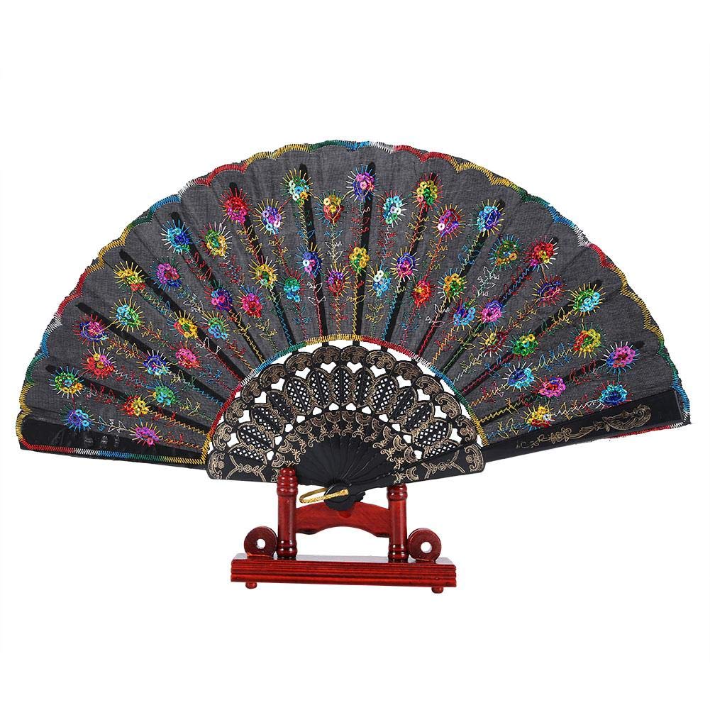 JULYKAI Fan Display Holder, Hand Fan Holder, Sturdy and Durable for Party, Wedding Exhibition(dark red)