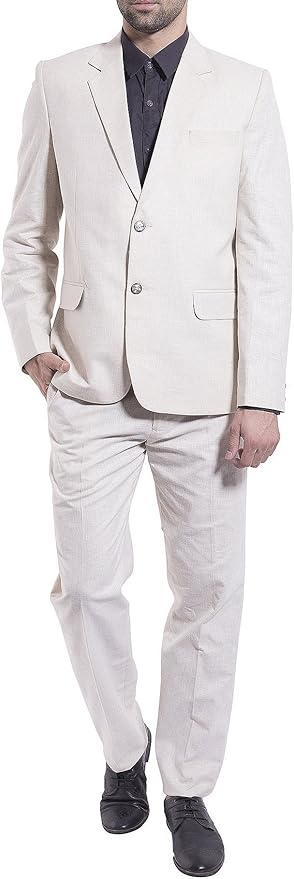 WINTAGE Traje Beige de Fiesta y Casual con Dos Botones Solapa con