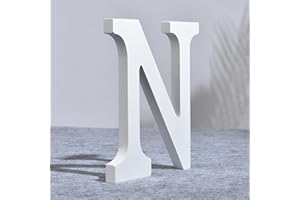 AOOLADA 10 Inch Wooden Letter N for Wall Decor, Large White Wood Standing Letters for DIY Crafts and Wedding Birthday Party D