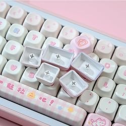 COOMICKEY Pink White Cute Keycaps 126 Keys, MOA
