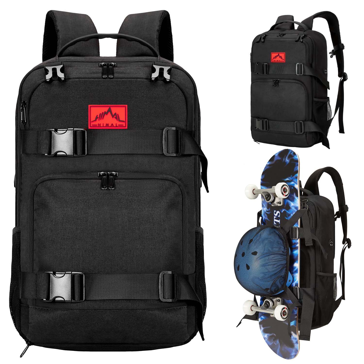 Photo 1 of *Minor Damaged*GoHimal Skateboard Backpack, Skateboard Bag Sports Backpack, Laptop Bag Multi-Sport Design for Men & Women **ONE ZIPPER IS BROKEN**