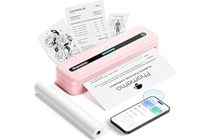 Phomemo Portable Printers Wireless for Travel, Inkless Thermal Printer, Support 8.5" X 11" & A4 Thermal Paper, Bluetooth Mobile Printer Compatible with iPhone Android Laptop for Office Home School