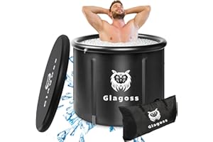 GLAGOSS Large Size Cold Plunge Tub Made from Environmentally Friendly Materials. Safe Icebath Barrel for Athletes Cold Water Training Therapy Recovery. Portable Outdoor Indoor Inflatable Tub