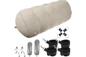 Inflatable Sex Pillow & BDSM Kit for Couples - Heart Shaped Sex Wedge Cushion with Dildo Mount, Includes Adjustable Bondage C
