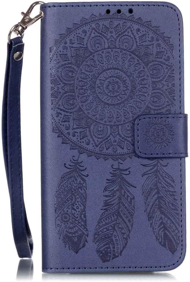 For LG G5 Case [With Tempered Glass Screen Protector],Qimmortal Wind Bell Embossed PU Leather Case, Credit Card Holder, Cash Wallet, Built Stand, Invisible Magnet, Flip Cover For LG G5 - Purple