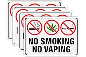 Faittoo No Smoking No Vaping Sign, (4 Pack) No Smoking Vaping Symbol Signs, 10 x 7 Inches, Rust Free Aluminum, Reflective, UV