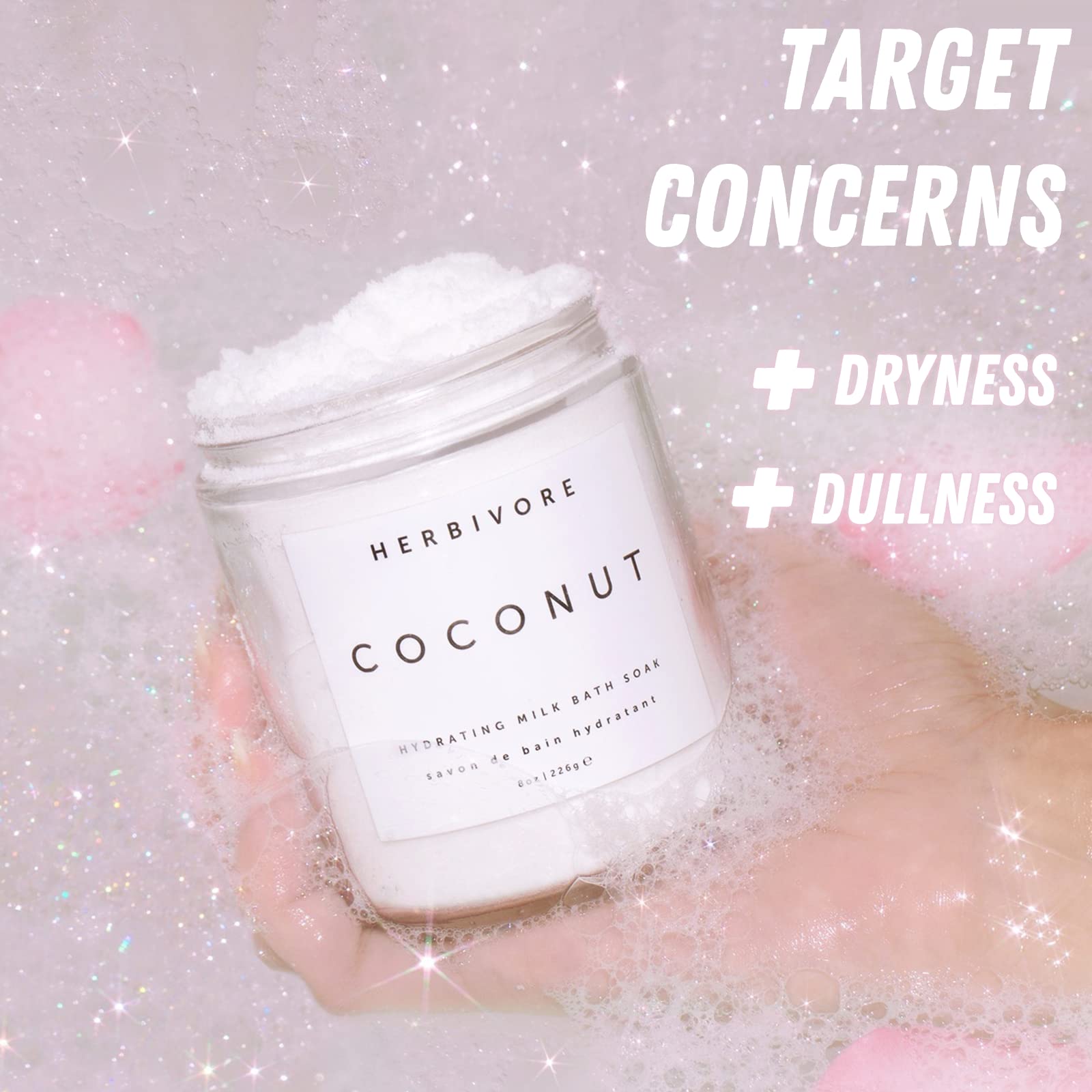 HERBIVORE Coconut Milk Bath Soak | Deeply Hydrating + Skin Softening, Soothing Light Coconut Scent, Vegan, Plant-Based