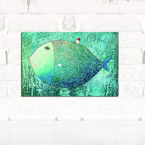 Amazon Co Jp コミック魚キャンバス絵画スカンジナビア北欧ポスター印刷ミニマリスト壁絵用リビングルーム子供子供ルーム 70x100cmx1 フレームなし ホーム キッチン