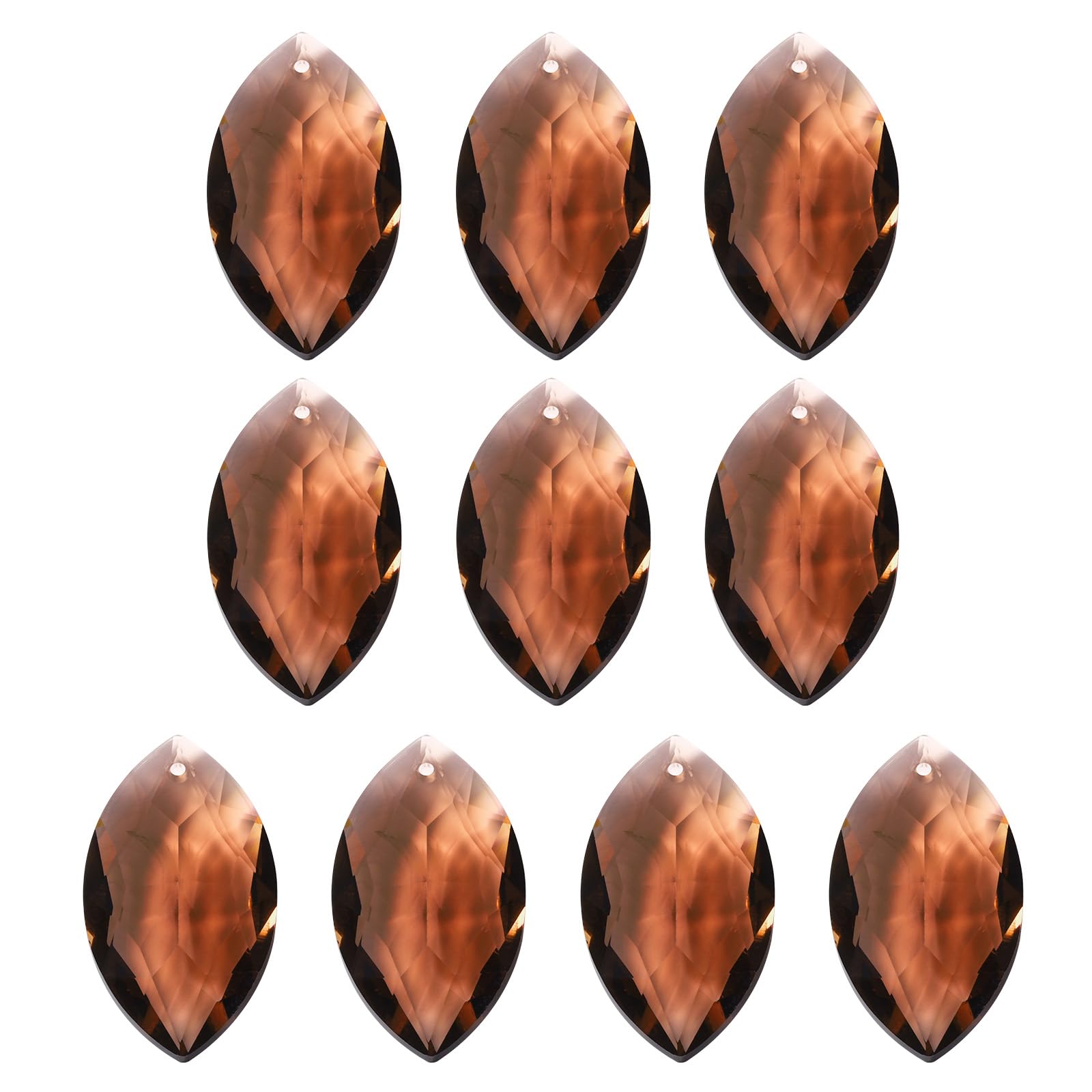 PATIKIL K9 Crystal Pendants Oval Beads, 10 Pack 38mm Chandelier Prisms DIY Dark Brown