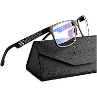 ANYLUV Blue Light Blocking Glasses Men Computer Gaming Glasses Rectangle Metal frame Anti Eyestrain UV400 Clear Lens